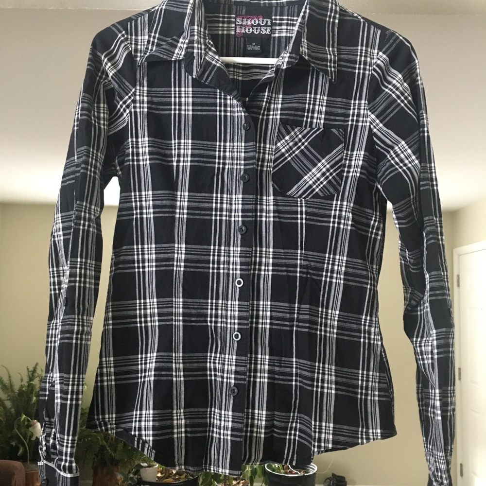 Black plaid shirt